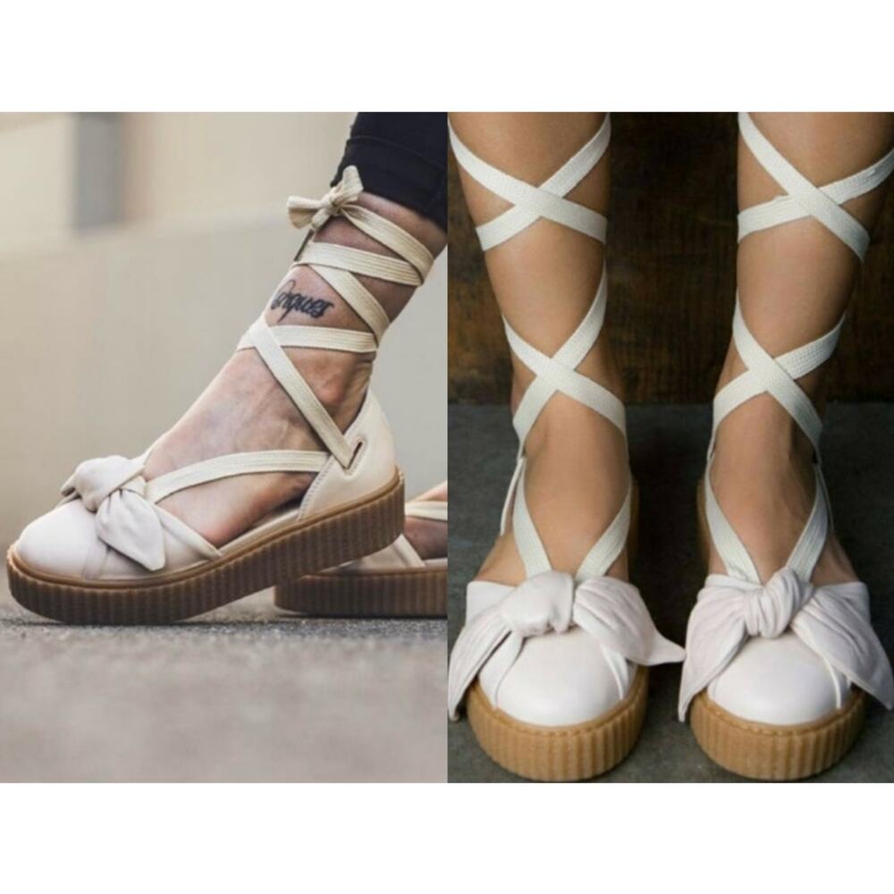 PUMA x FENTY Off-White Rhianna Bow Creeper Strapy Sandals US‎ 10 EU 41 Coquette
